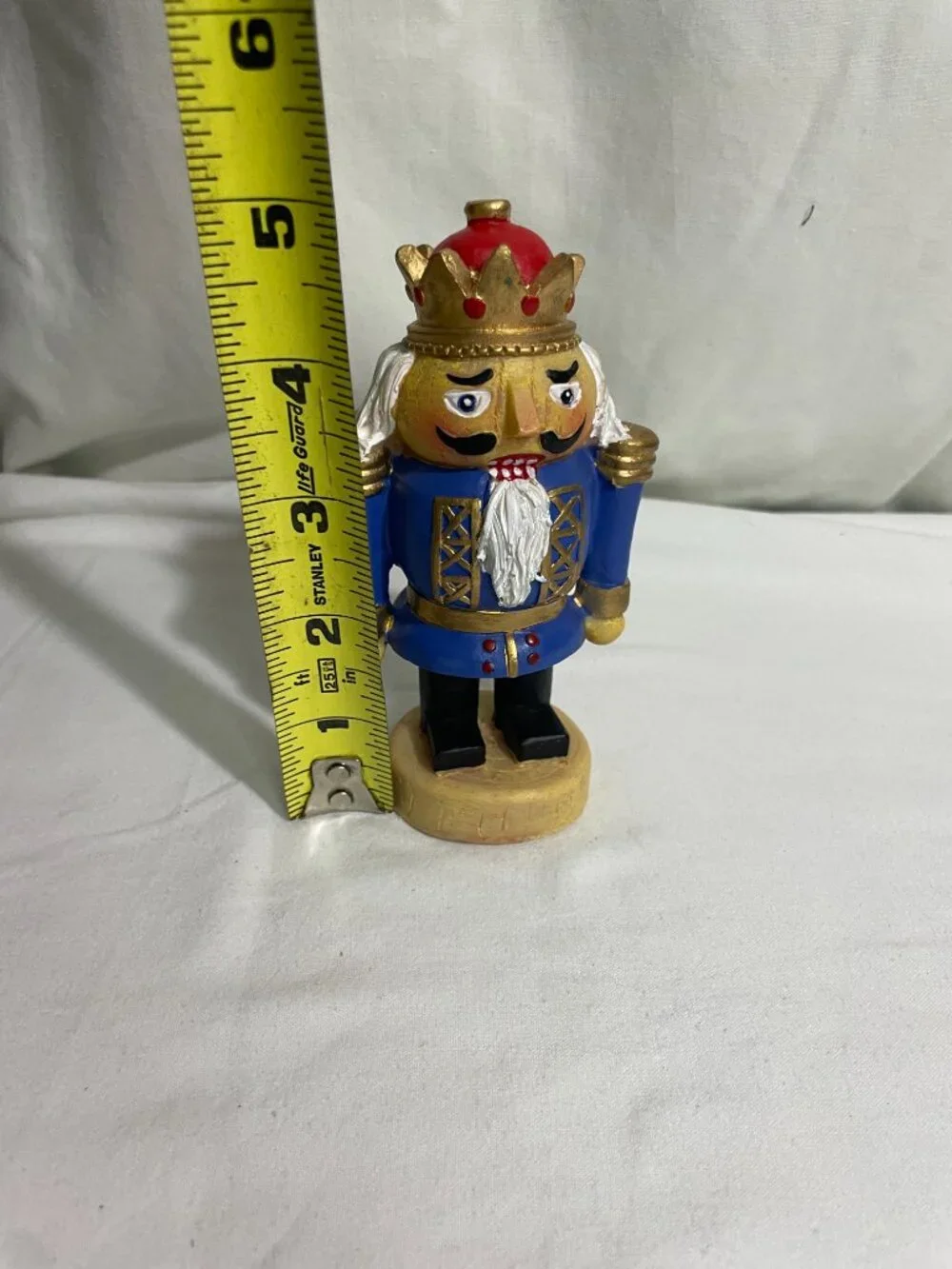 Vintage King Nutcracker Figure Blue Uniform Gold Crown 5